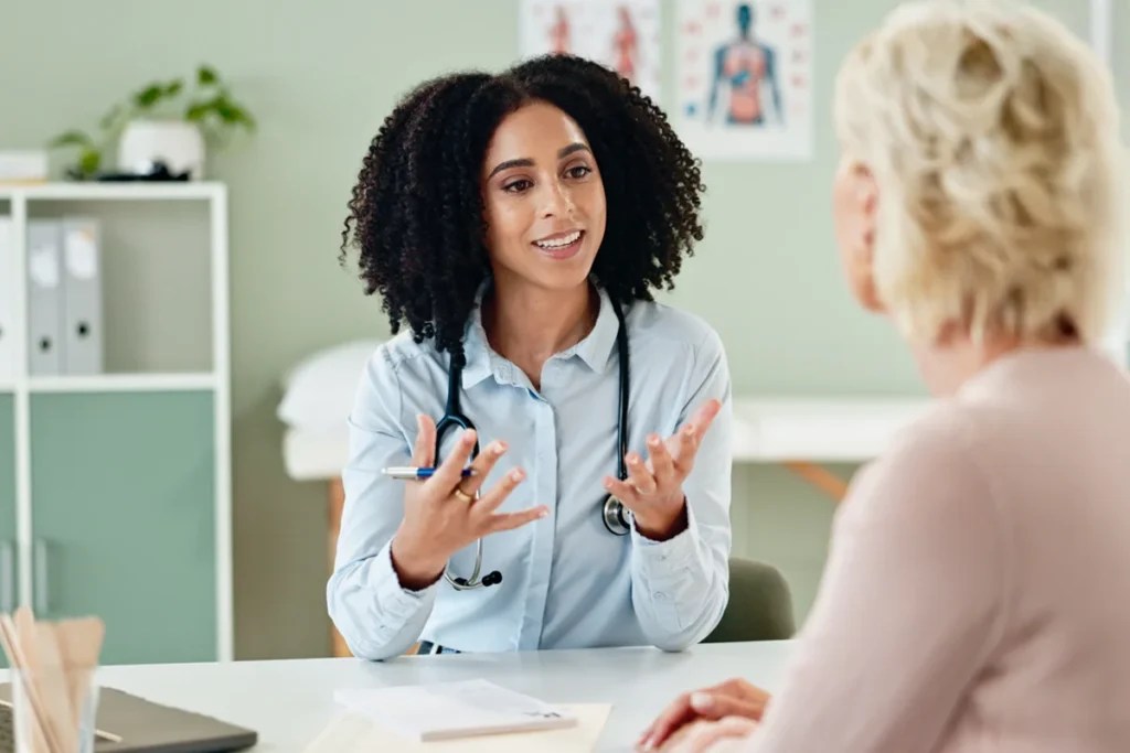 doctor explaining stem cell treatments